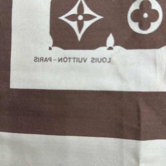 Louis Vuitton Monogram Brown and Cream Silk Scarf - Picture 8 of 10